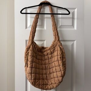 Urban Expressions Quilted Brown Shoulder Bag with matching zipper pouch
